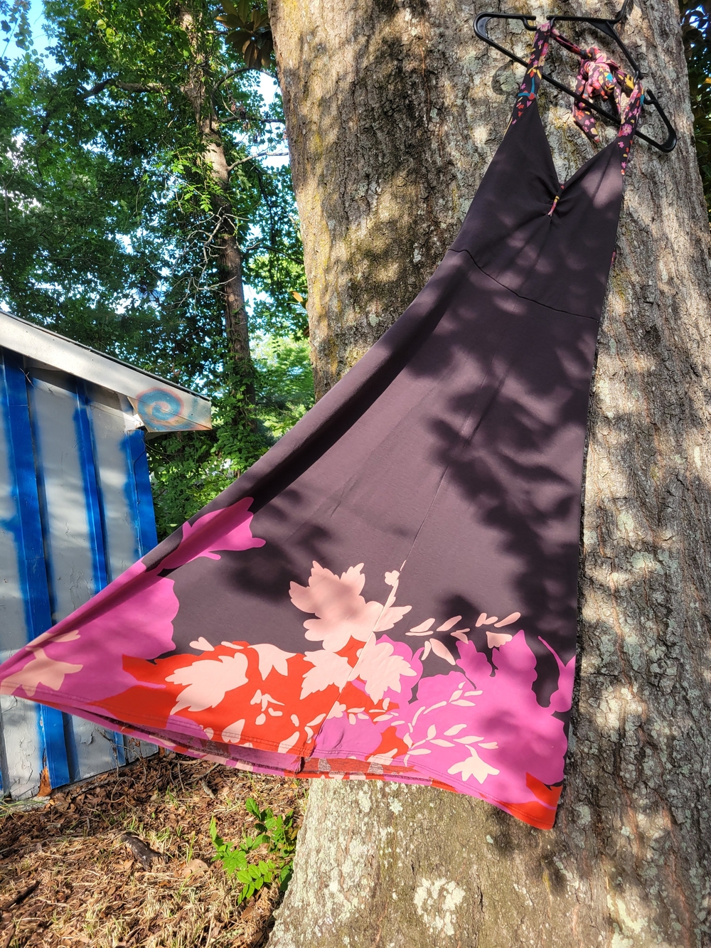 Gorgeous Vintage and RARE Oilily Black Floral Maxi Dress Size L